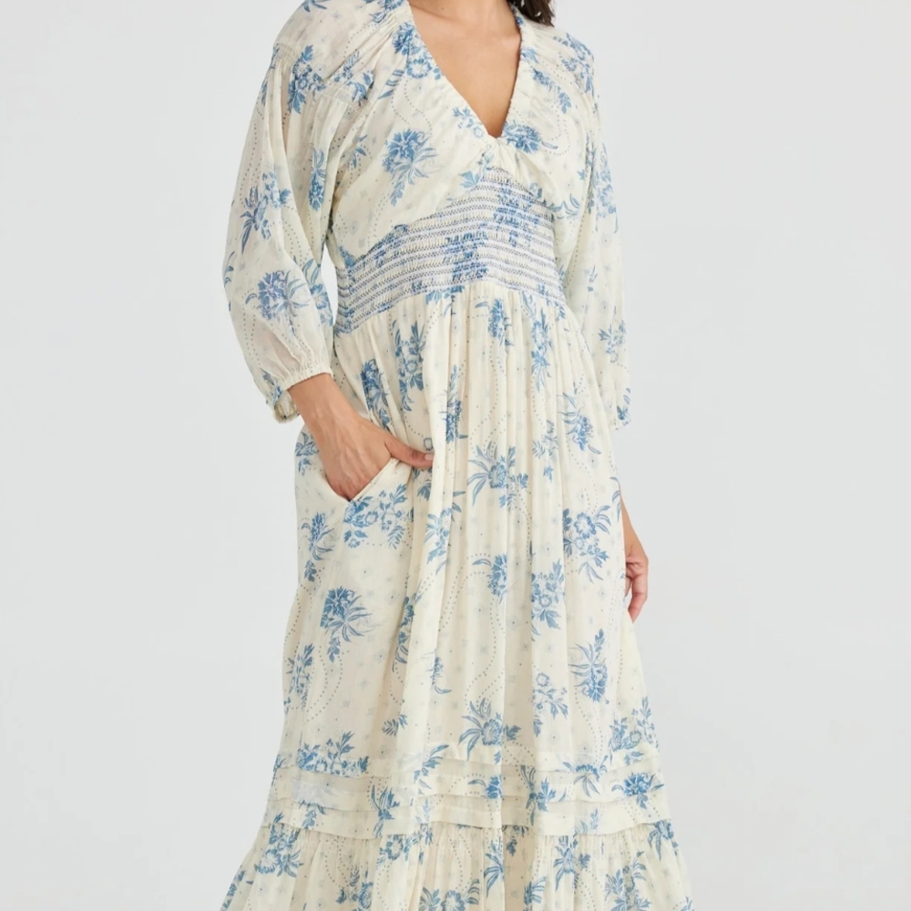 Talisman Halo Bluebell Floral Cotton Dress.